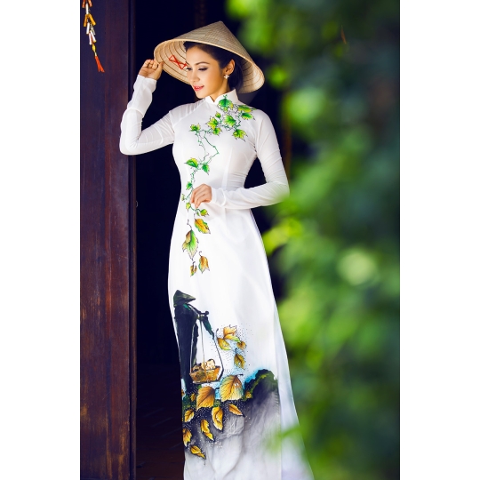 Áo dài họa tiết in hoa
