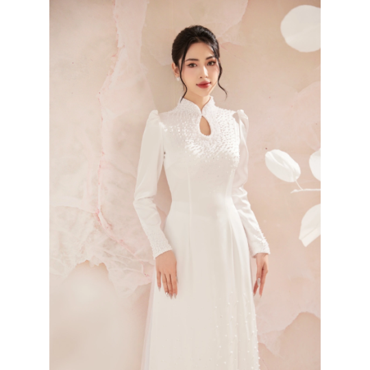 Áo dài đính đá đơn giản