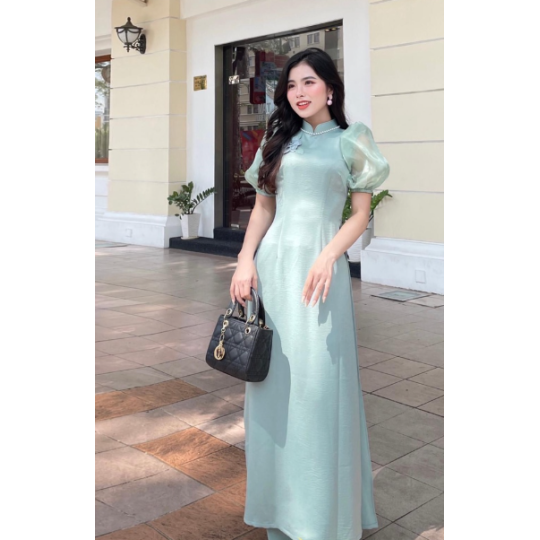 Áo dài lụa tây thi tay bồng